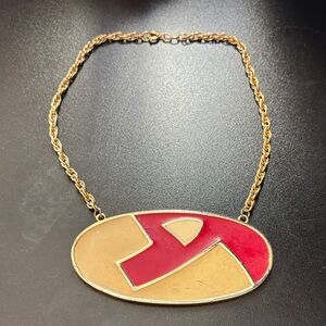 Gold and Red Pendant Necklace